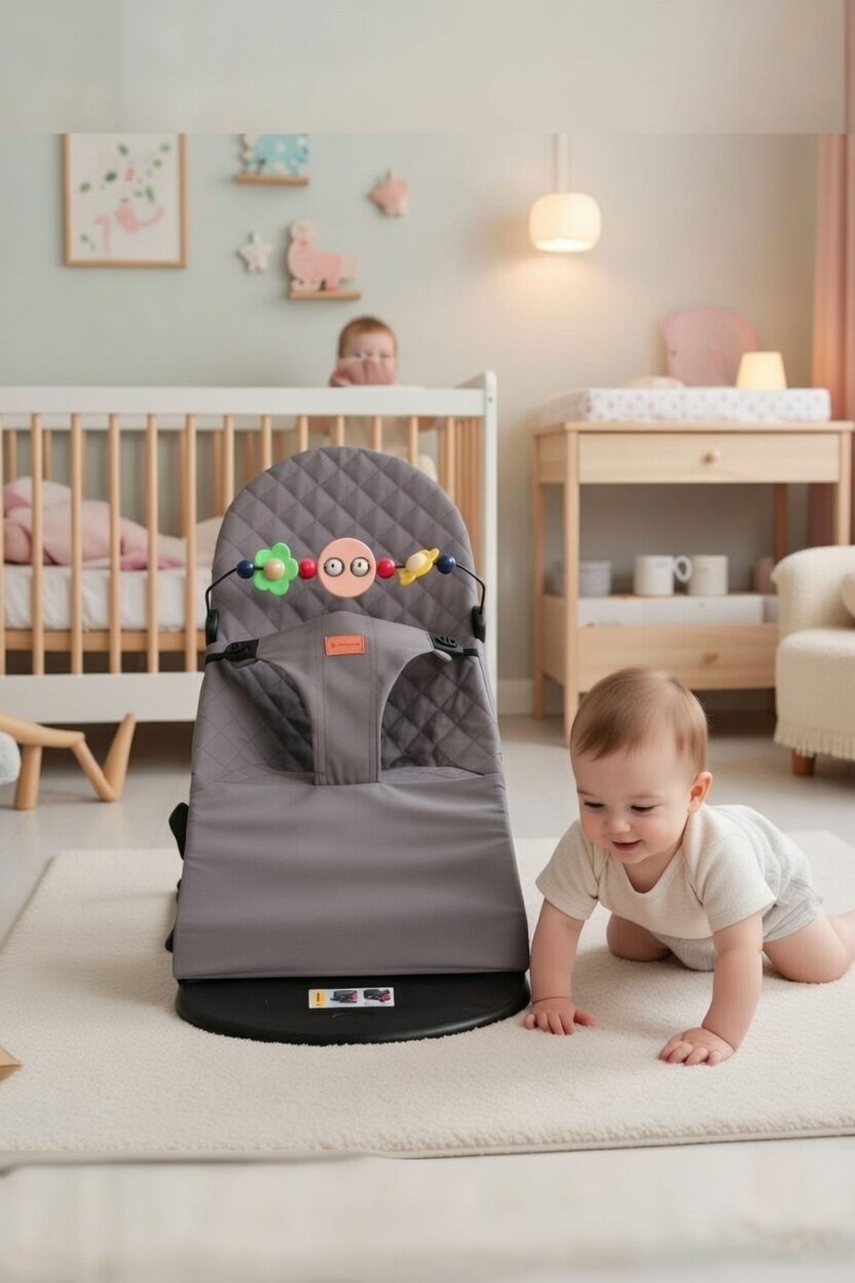 PURE & GLOW HOME Premium Cotton Üç Kademeli Sallanan Ana Kucağı Gri fotoğrafı 3 (önizleme)