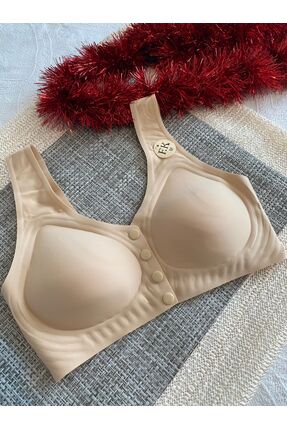 F.K Hayalet Kalıp Önü Düğmeli Ten Renk Sütyen