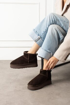 Businesshoess MİLA ACI KAHVE SÜET HAKİKİ DERİ KADIN GÜNLÜK BOT