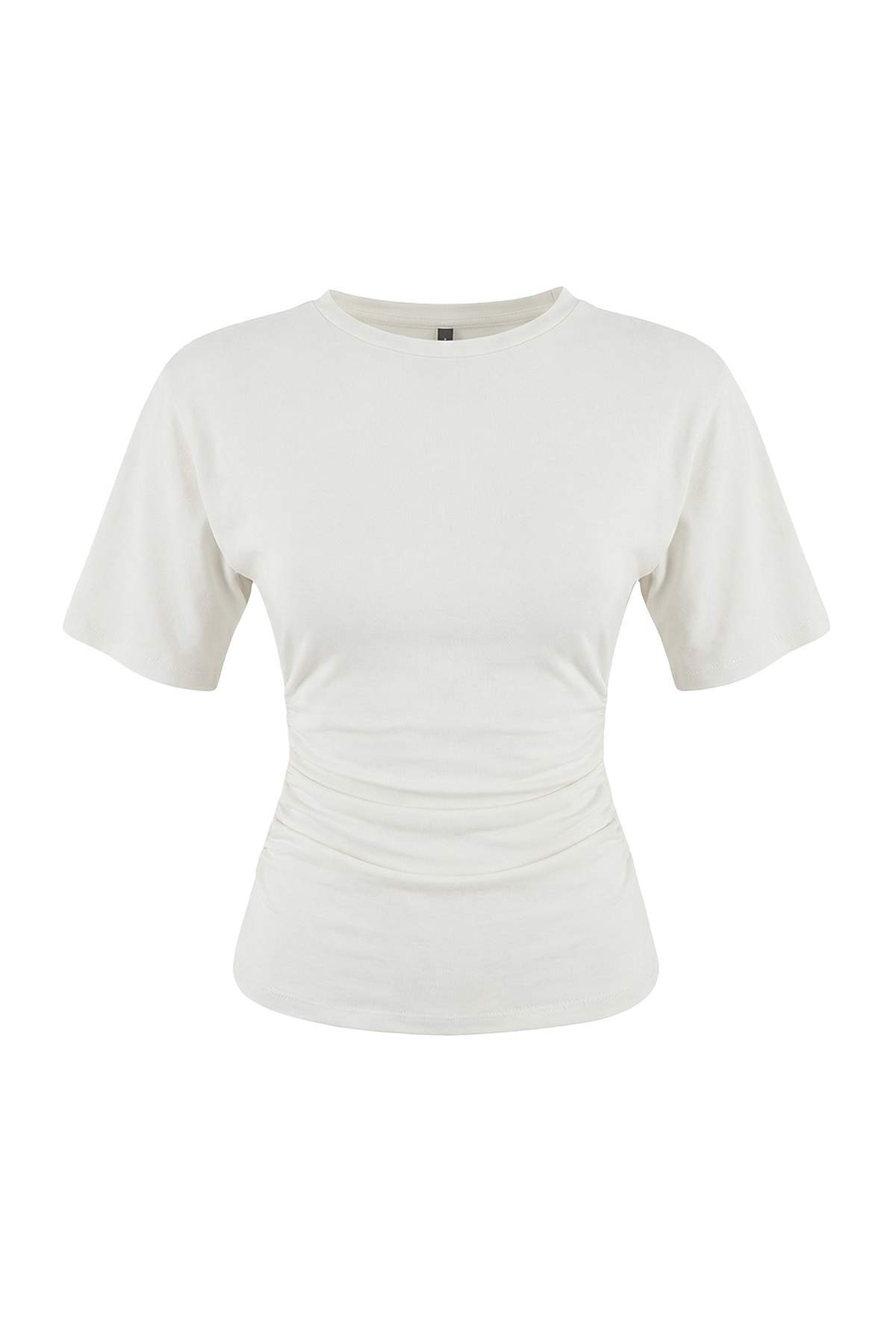 Trendyol Kollektion Wardrobe Essentials-Ecru Figurbetontes, kurzärmliges, ela...