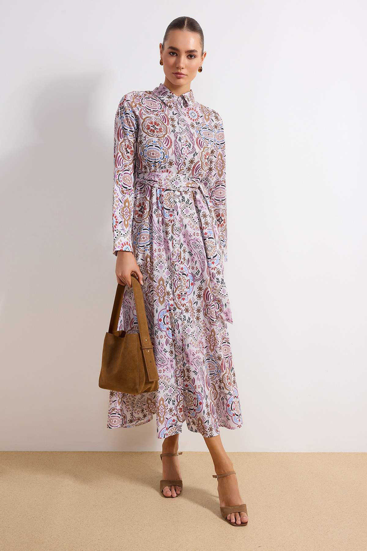 Trendyol Modest Mehrfarbiges, ungefüttertes, geblümtes, gewebtes Terrycotton-...