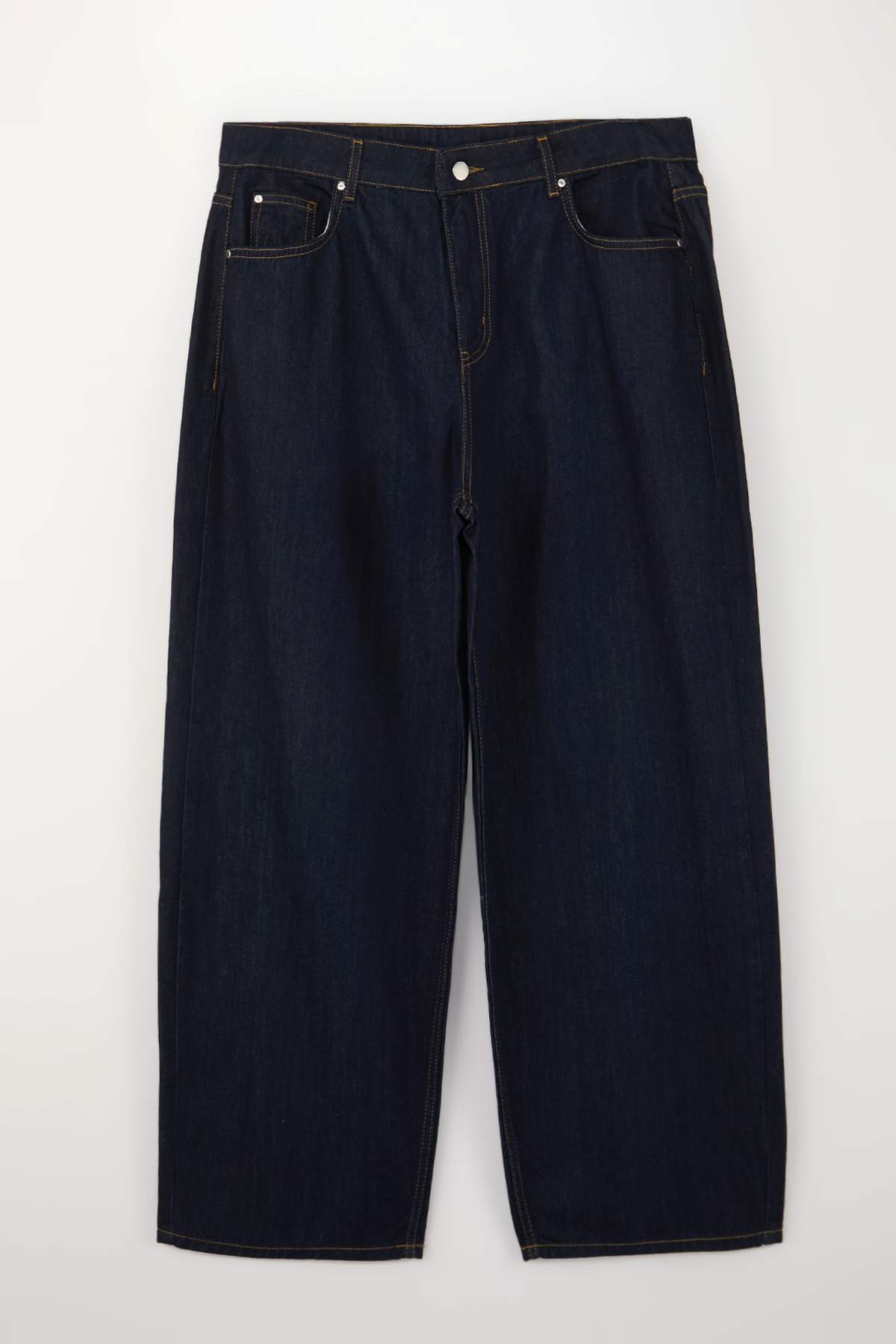 Trendyolmilla  Wardrobe Essentials Koyu Mavi %100 Pamuk Non-Stretch İnce Kumaş Barrel Jeans TBBSS26CJ00014 - Görsel 2