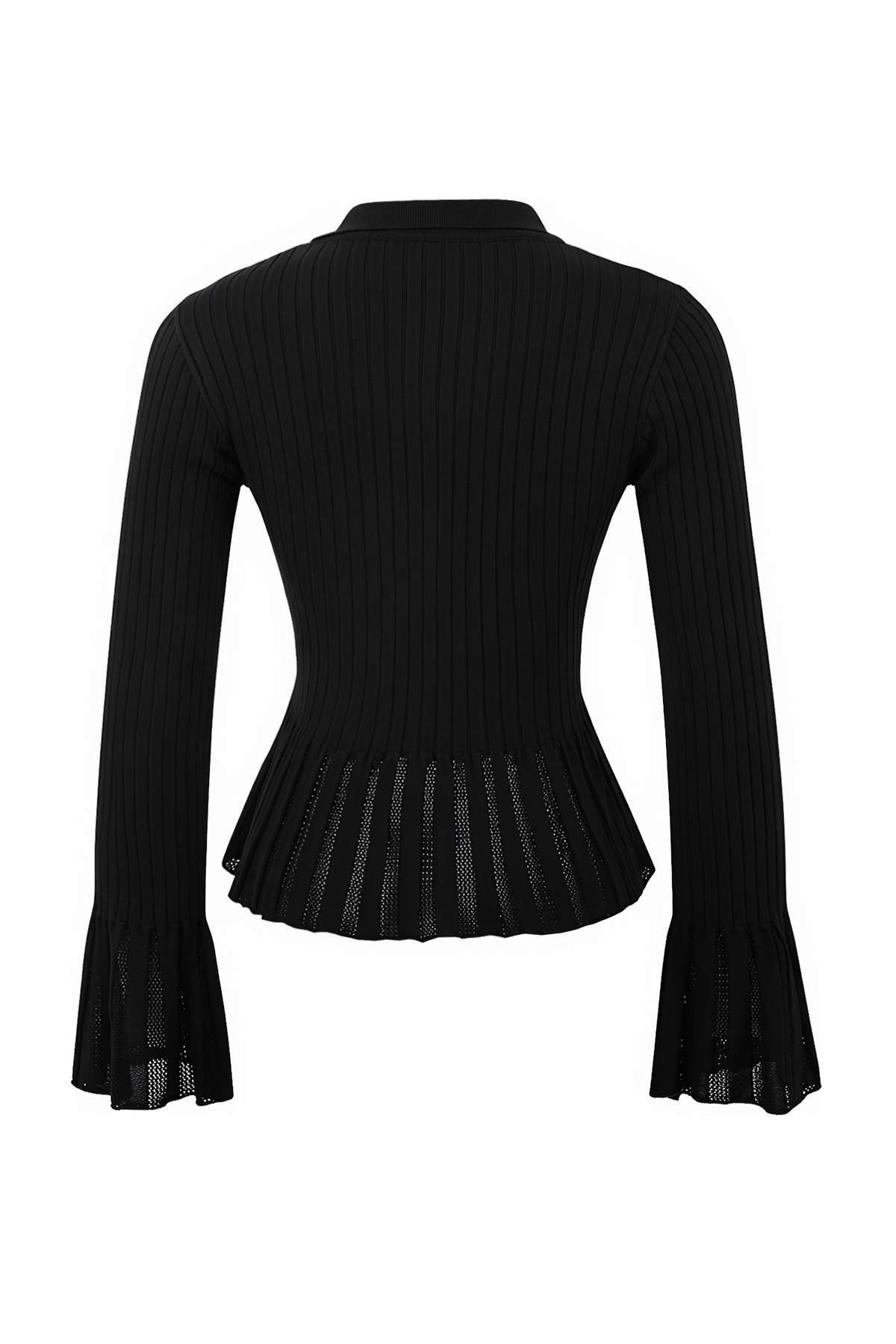 Trendyolmilla  Siyah Ajur Detaylı Fitted/Vücuda Oturan Triko Hırka TWOSS26HI00006 - Görsel 6