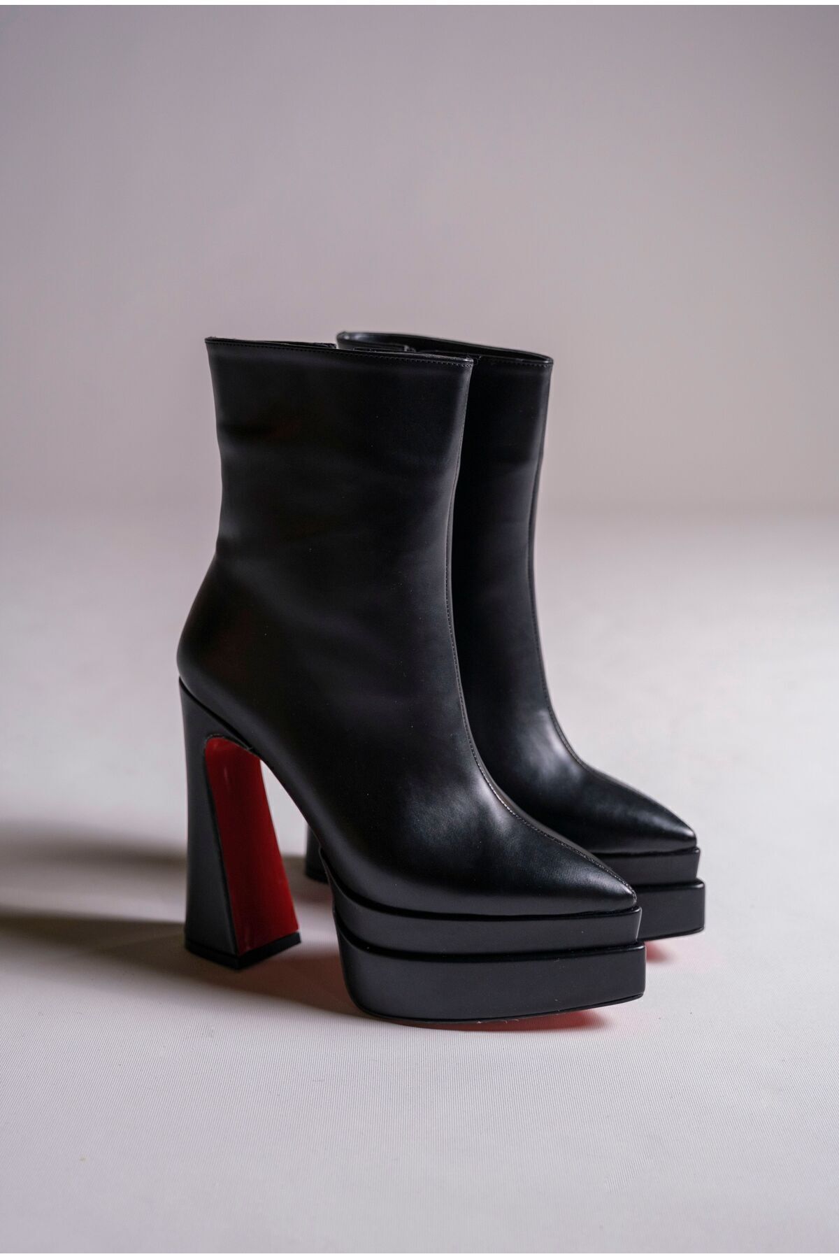 Black Skin Double Platform Custom Design Women's Boots Mojo
