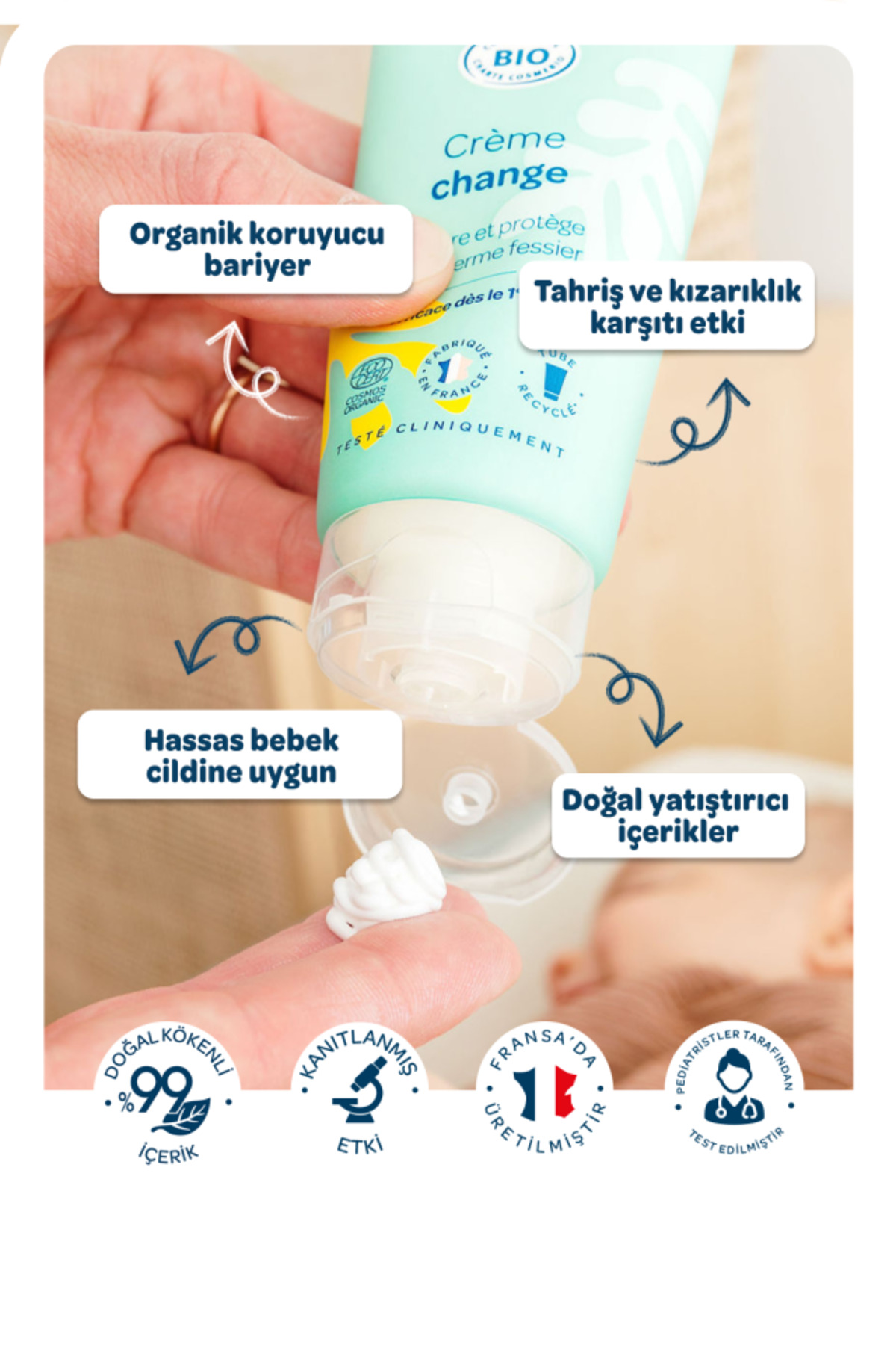 Biolane %99 Doğal İçerikli Organik Bebek Pişik Önleyici Koruyucu Nemlendirici Bakım Kremi (100ml) fotoğrafı 2 (önizleme)