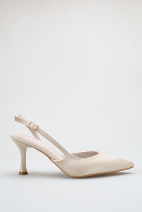 BUNİPARK Kadın Kumaş Detaylı Sivri Burunlu Stiletto Topuklu Ayakkabı