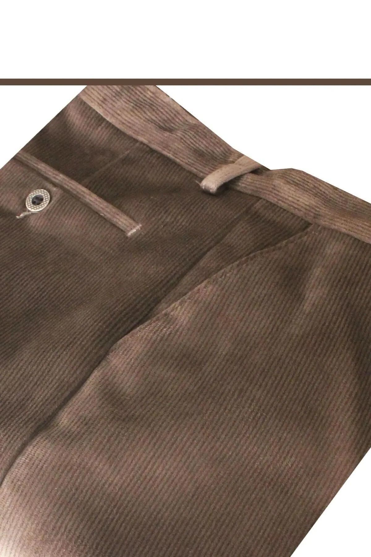 Wontilotte Classic Erkek Kadife Pantolon - Vizon Polarsız Ince Ürün — قهوه‌ای US02011