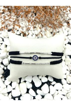 EKA TASARIM Mors Alfabesi Çift Sevgili Bilekliği Ve Nazar Boncuğu 925 Ayar Gü...