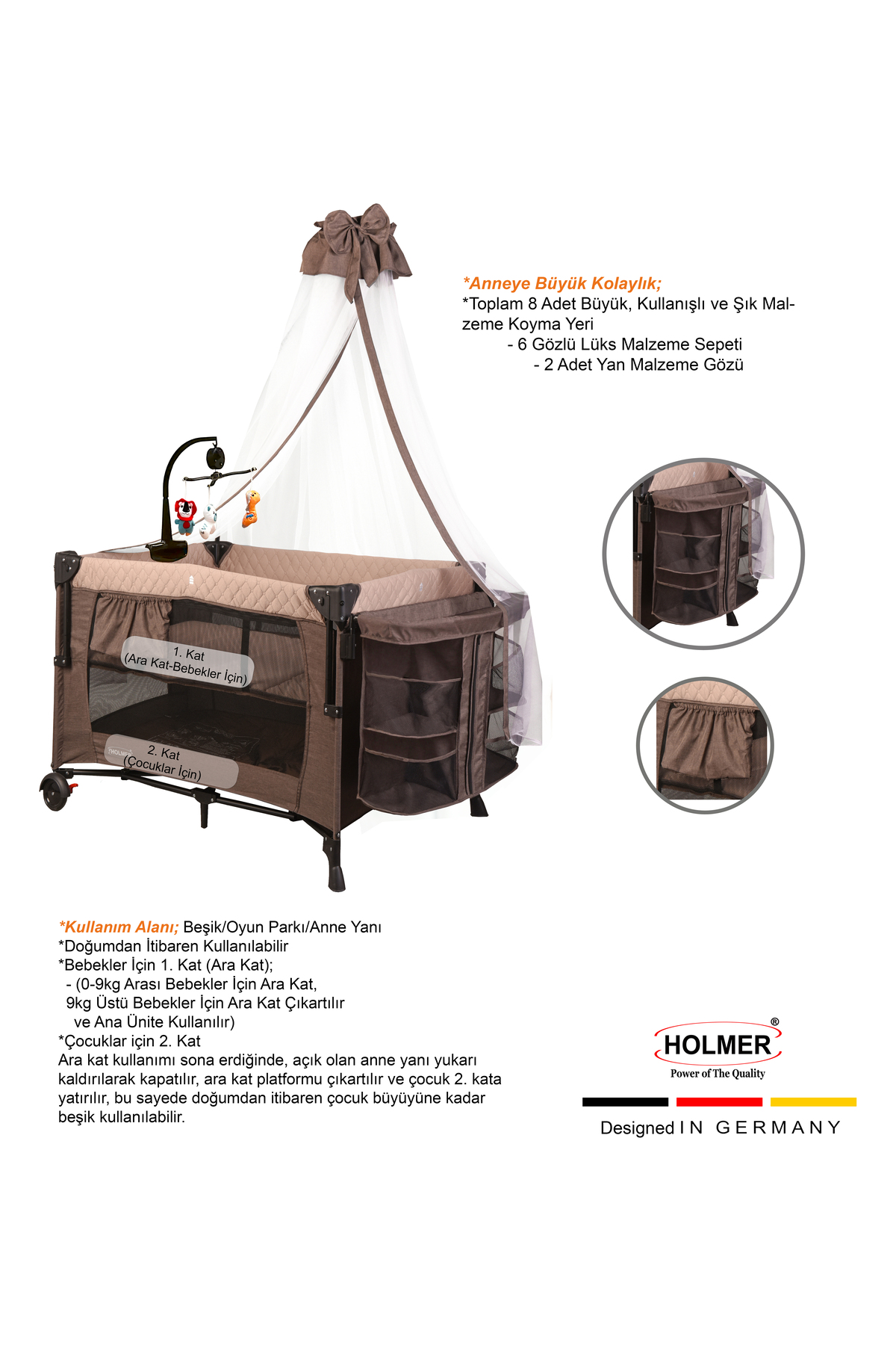 Holmer All in One ( Cibinlikli, Dönenceli, Alt Açma Ünüteli Oyun Parkı/Park Yatak ) fotoğrafı 5 (önizleme)