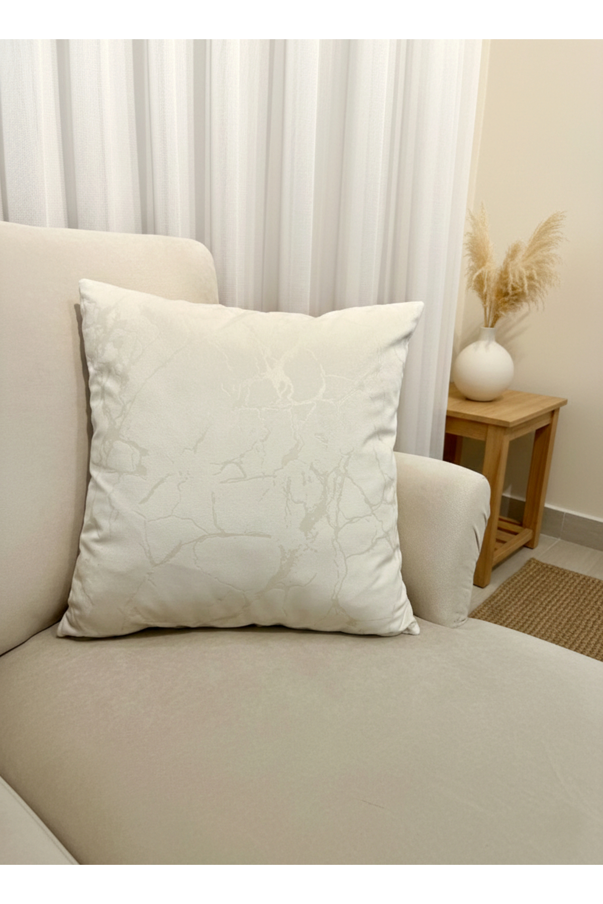 2-Piece Velvet Pillowcase Pillowcase Cream-Marble Pattern (45X45)