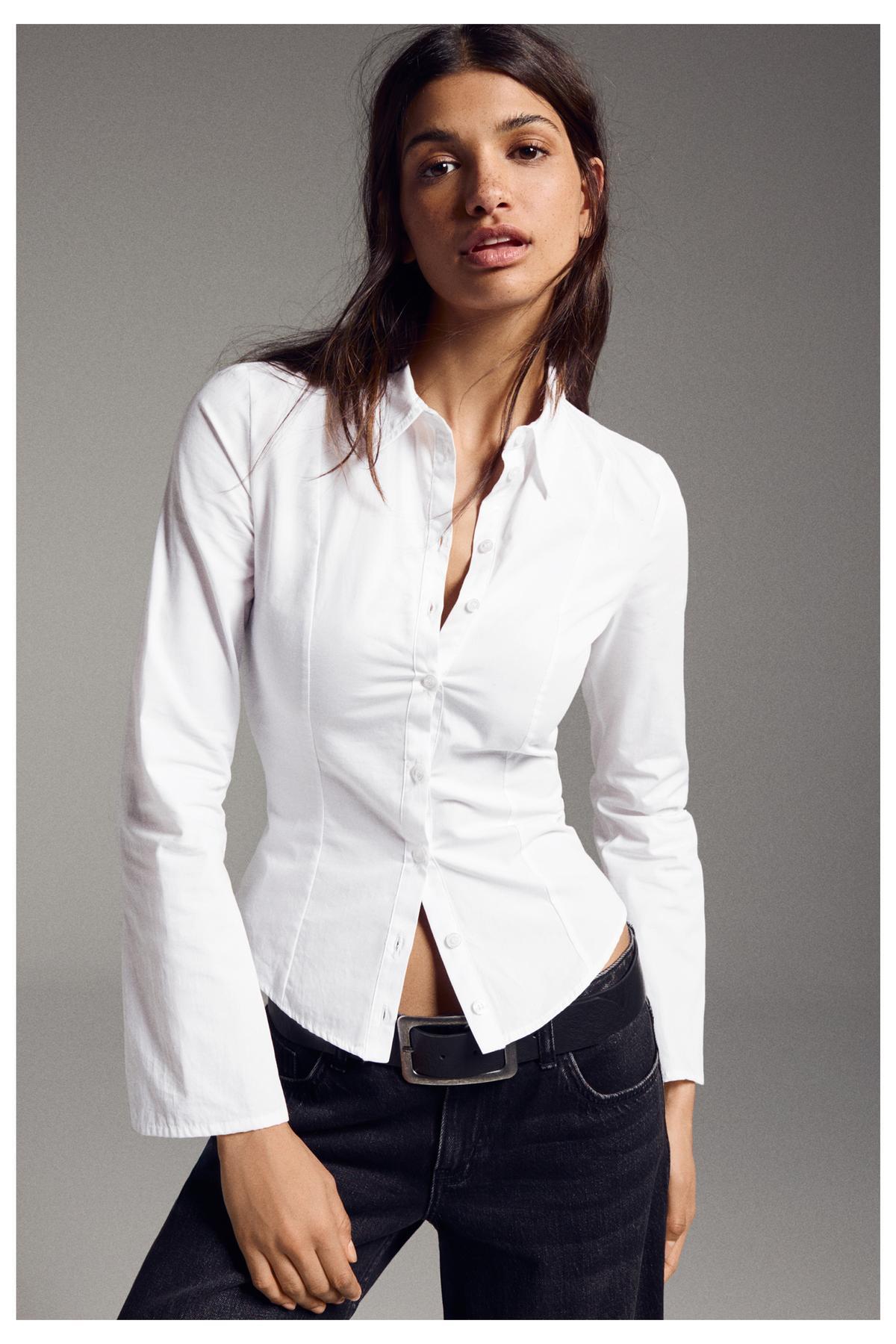 Bershka  Çan kollu vücuda oturan gömlek