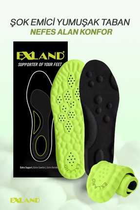 Exland S01 Ortopedik Tabanlık – Şok Emici, Ark ve Topuk Destekli Siyah Günlük...