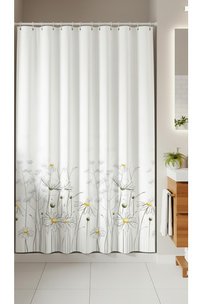 Tropikhome Banyo Perdesi Papatya Çiçek Desen Duş Perde Su Geçirmez Küvet Perd...