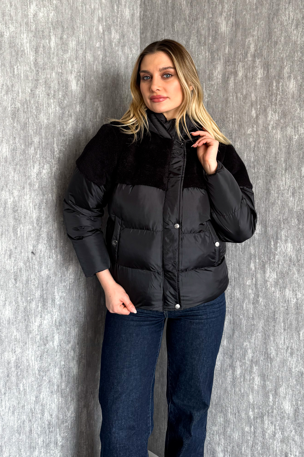 ModaPlaza  Kadın Omuz Kürklü Şişme Mont 60577 - Görsel 6