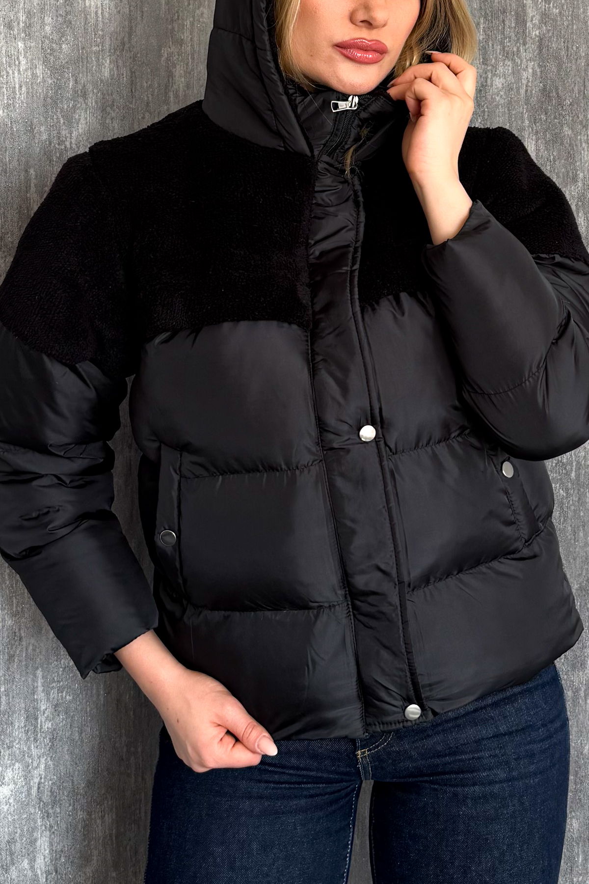 ModaPlaza  Kadın Omuz Kürklü Şişme Mont 60577 - Görsel 2