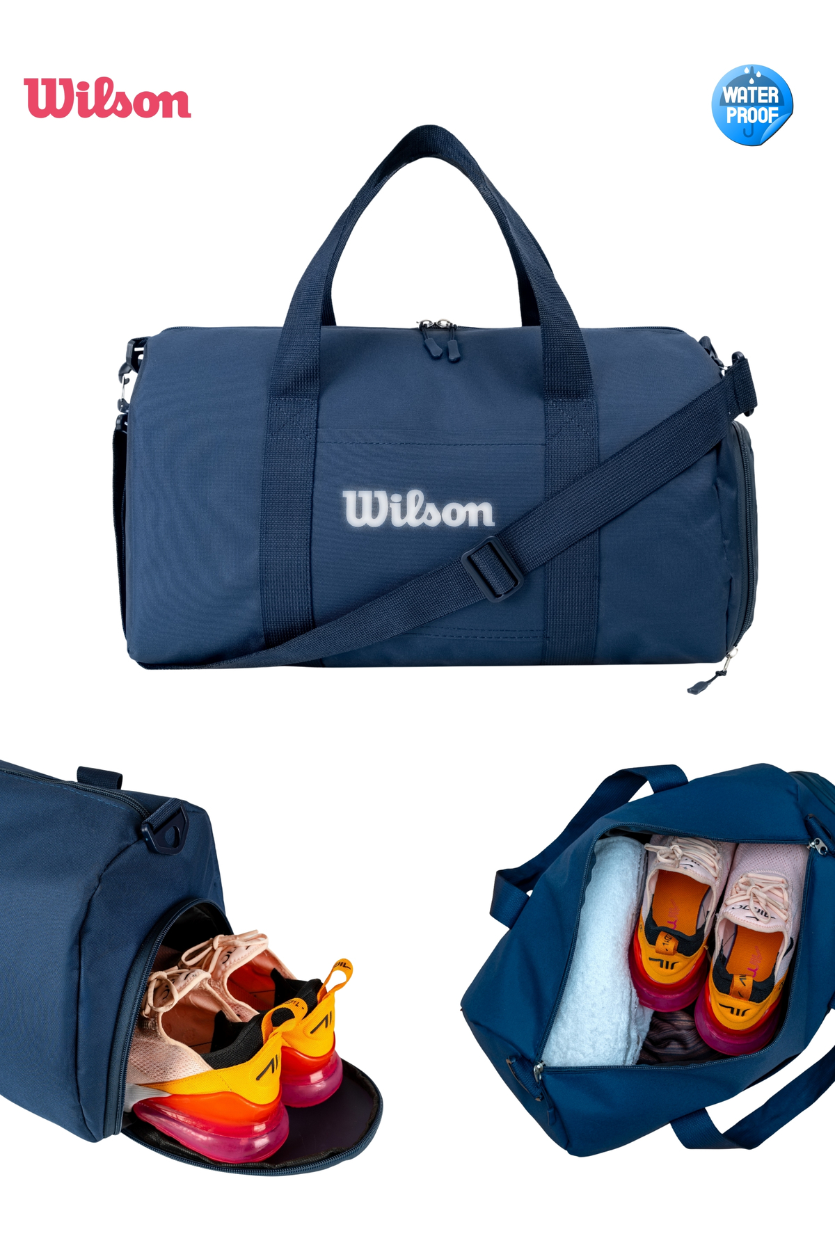 Wilson  Lisanslı Reflektörlü Özel Ayakkabı Bölmeli Su Geçirmez 25 Litre Gym Spor Seyahat Çantası El Valizi