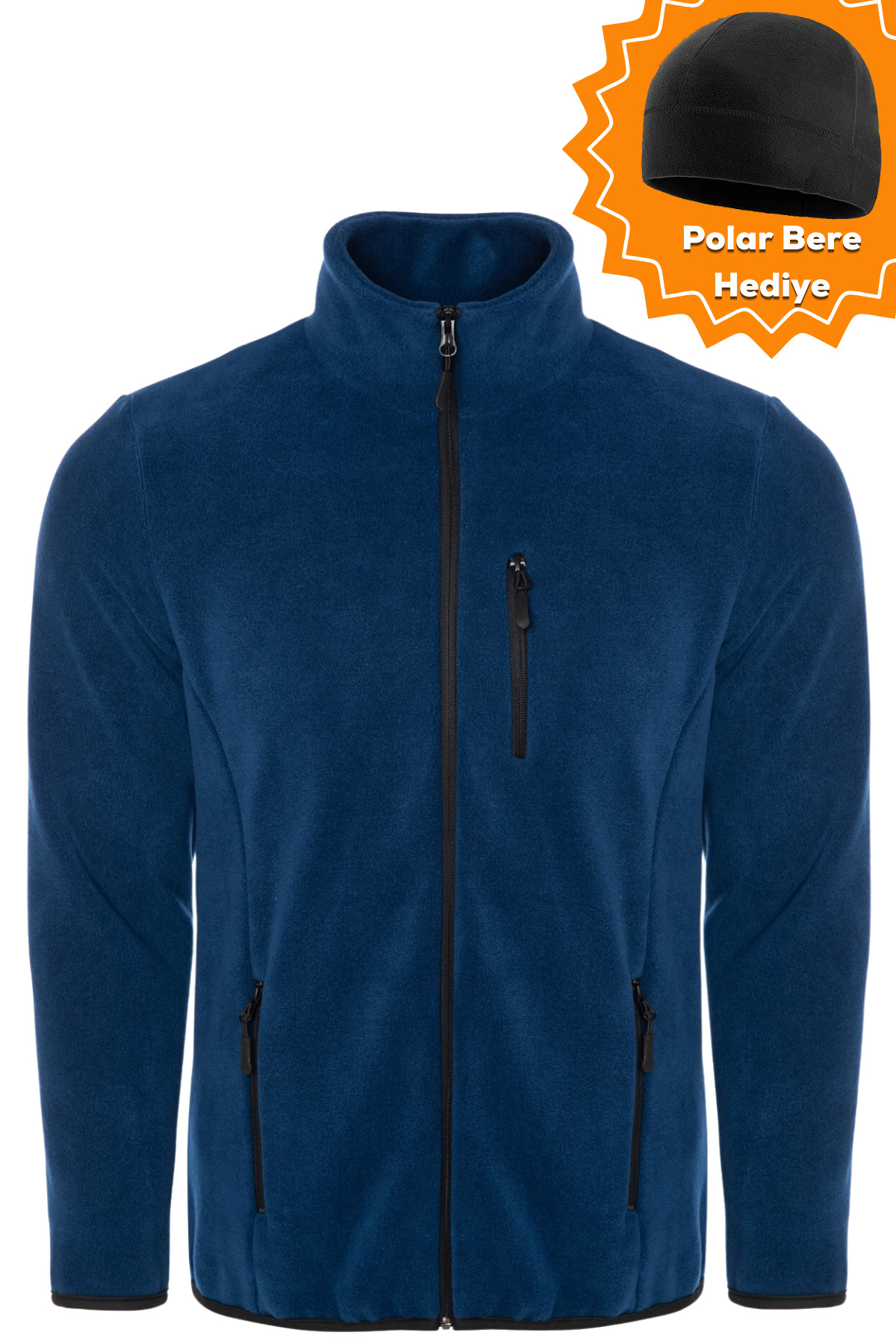 GHASSY CO Erkek Pro Rüzgar Geçirmez 5 Cepli Outdoor Tam Fermuarlı Polar Ceket — سرمه‌ای 869866001
