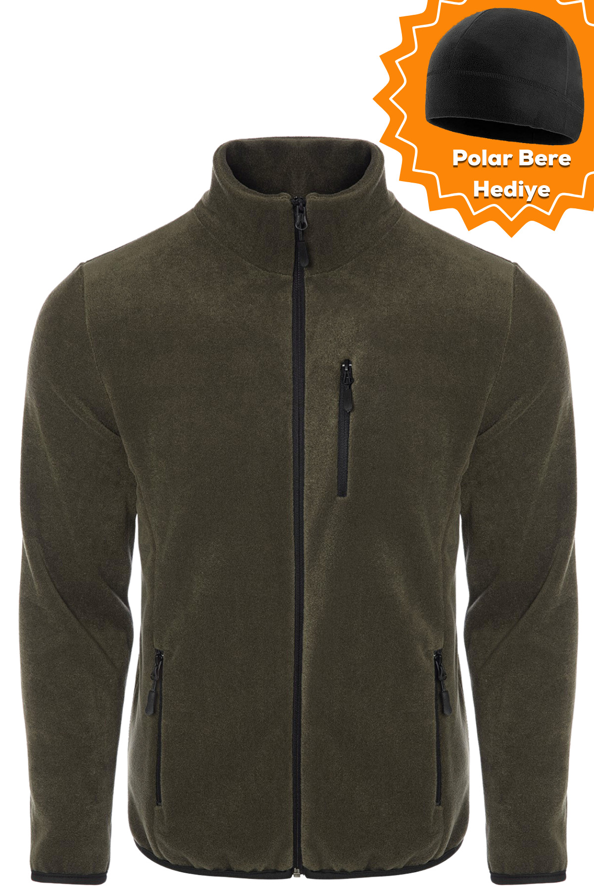 GHASSY CO Erkek Pro Rüzgar Geçirmez 5 Cepli Outdoor Tam Fermuarlı Polar Ceket
