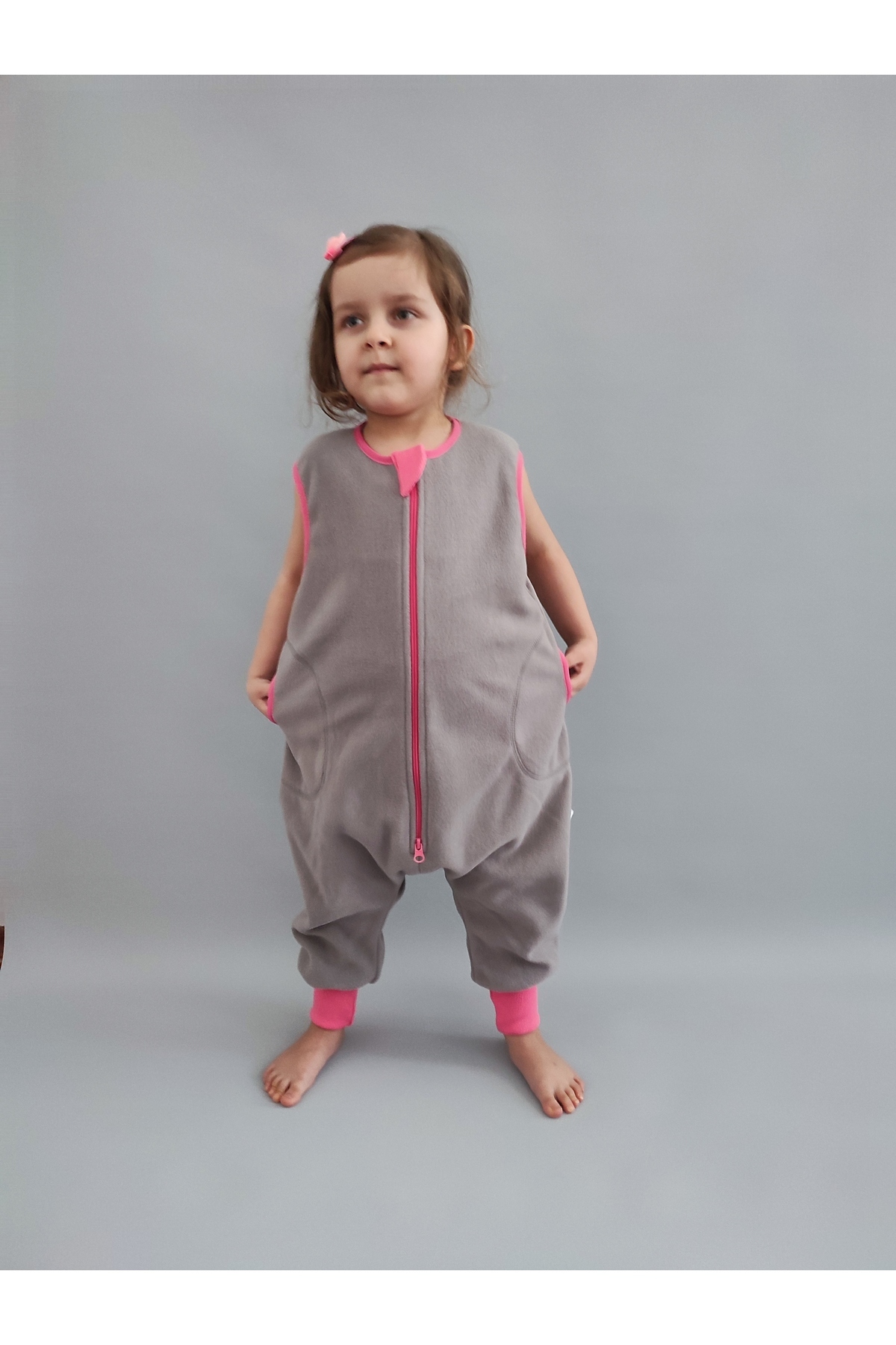 RUKİYE YAVUZ Pamuk Pazen Kolsuz Kışlık Mikro Polar Bebek Çocuk Uyku Tulumu 18-23 Derece fotoğrafı 4 (önizleme)