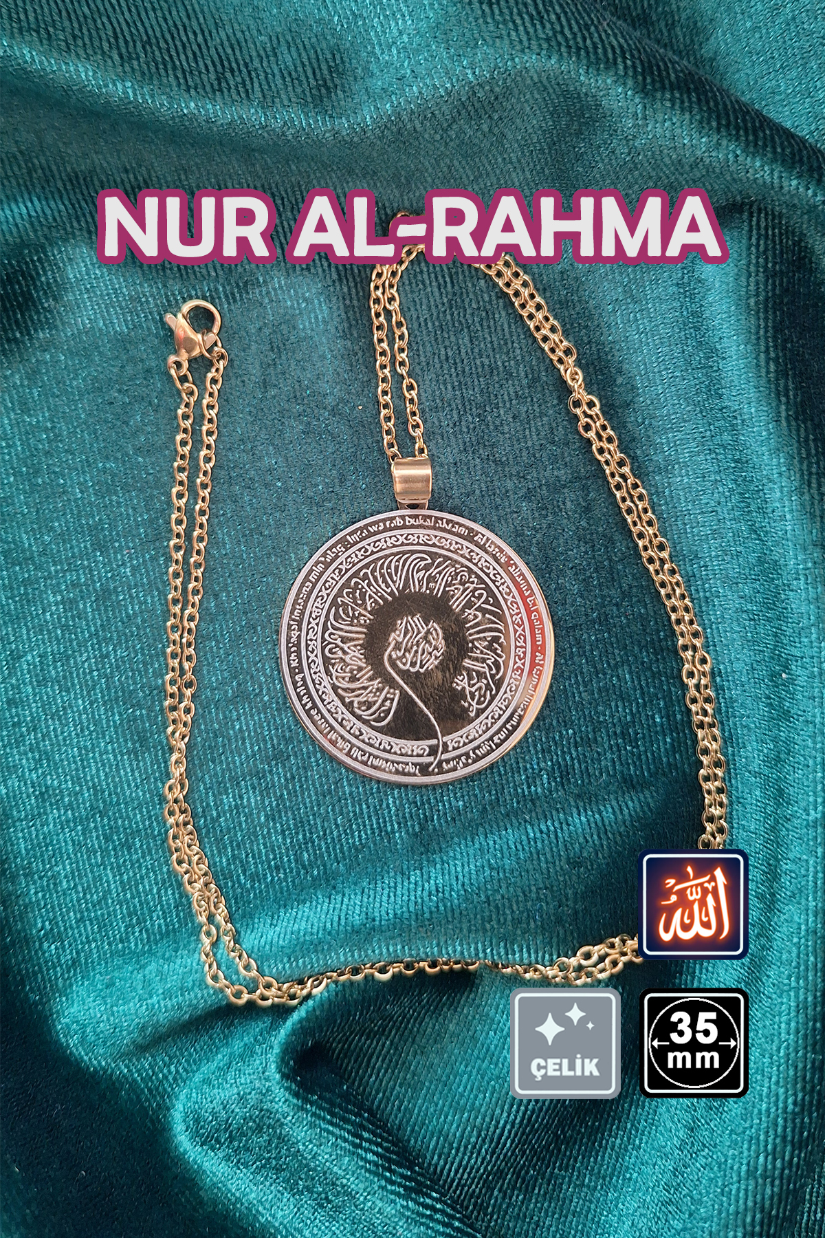 🙏Nur Al-RahmaSteel Necklace 🎨 Gold Color