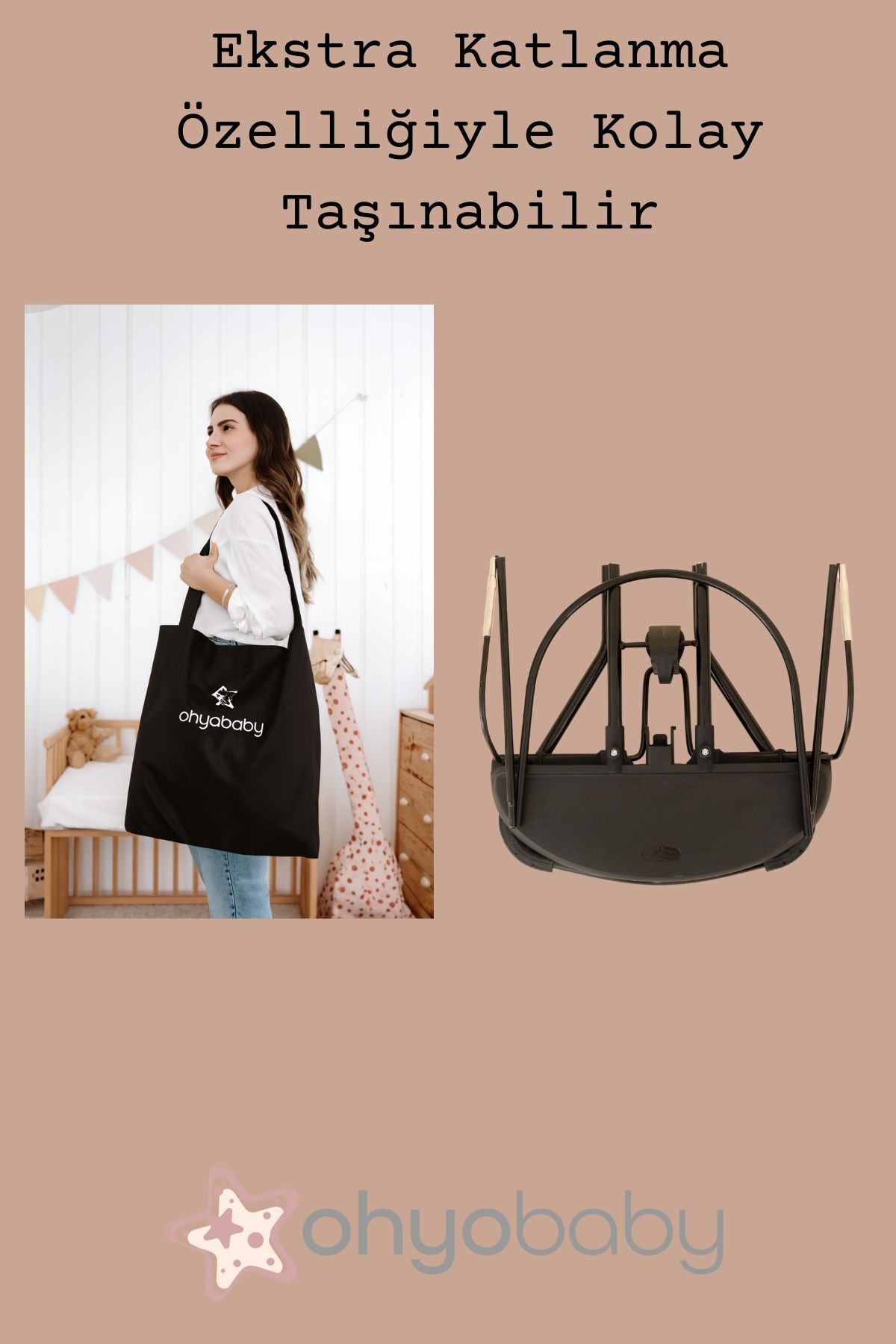 OHYO Oyuncaklı Premium Cotton Bebekler Için Üç Kademeli Kolay Taşınabilir Sallanan Ana Kucağı -gri fotoğrafı 2 (önizleme)