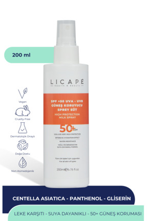 Licape Spf 50 Faktör Uva - Uvb Güneş Koruyucu Sprey Süt 200ml