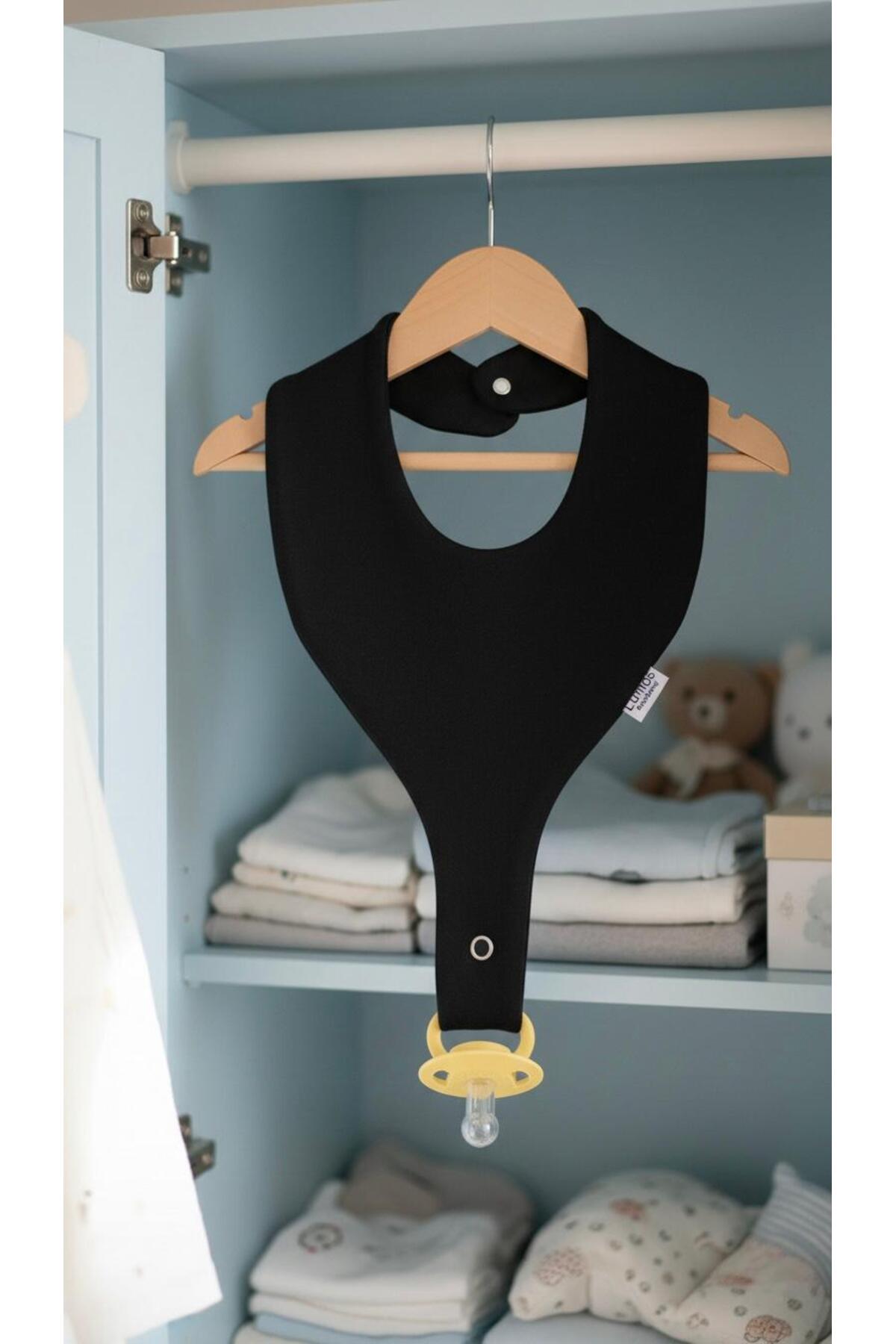 Lumos Trade Emzik Tutucu Mama Önlüğü - Siyah Renk %100 Pamuk Kumaş Emzik Askısı fotoğrafı 2 (önizleme)