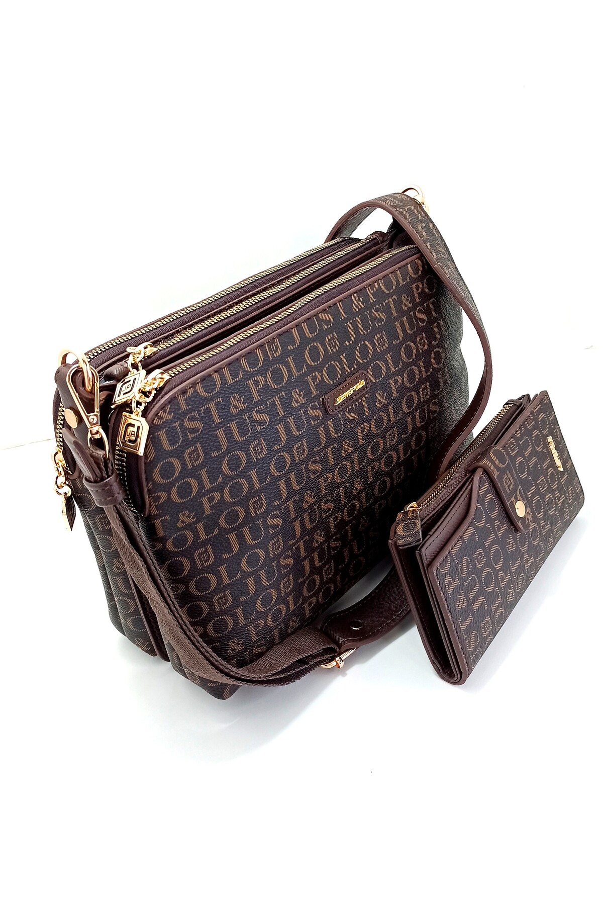 Women's Brown Handbag Wallet Combination