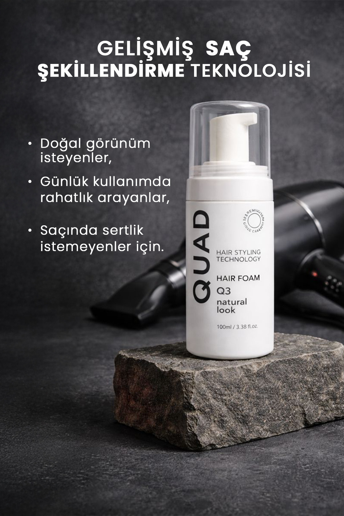 Q3 Bukle Belirginleştirici Unisex Foam Styler – Hacim, Şekil ve Doğallık Bir Arada — Q3F888 — تصویر 6 از 6