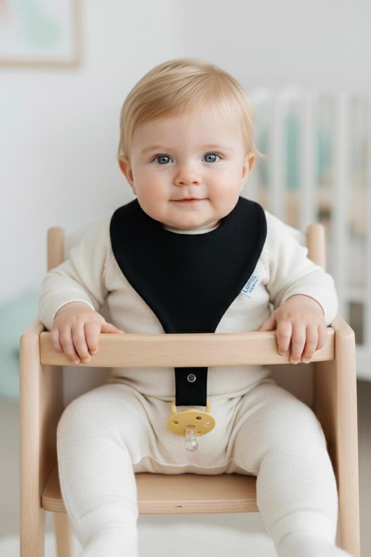 Lumos Trade Emzik Tutucu Mama Önlüğü - Siyah Renk %100 Pamuk Kumaş Emzik Askısı fotoğrafı 4 (önizleme)