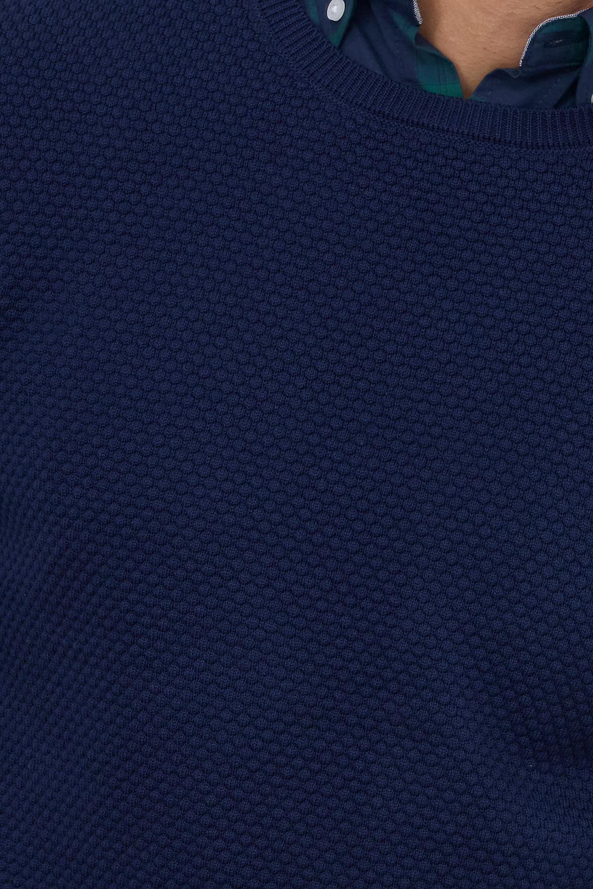 Tudors  Erkek Standart Fit Normal Kesim Bisiklet Yaka Petek Desenli Lacivert Triko Kazak - Görsel 7