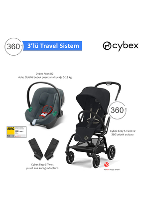 Cybex 3 lü travel sistem Eezy S 360 Twist+2 + Aton B2 isize + Eezy Adaptör