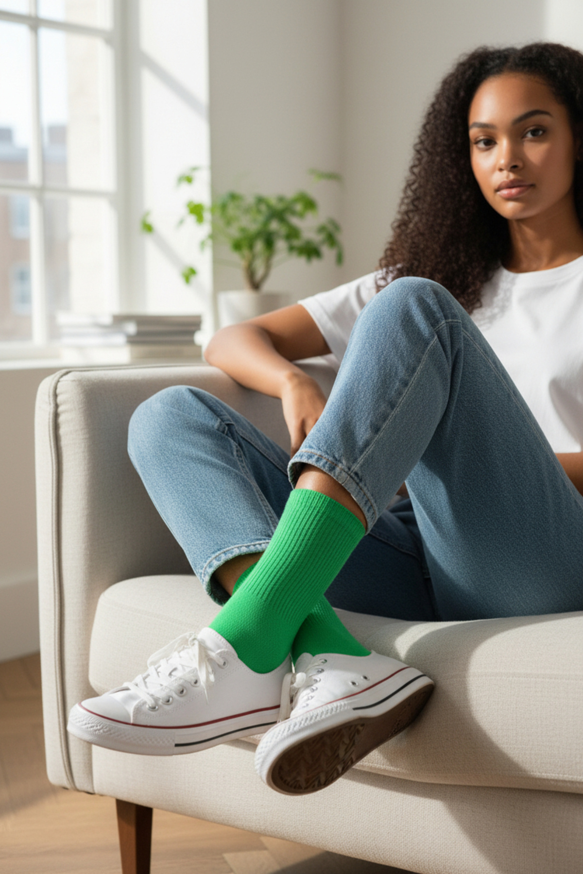 Esinti Tek Çift Unisex Yeşil Soket Çorap Spor Tenis Çorabı 1 Adet