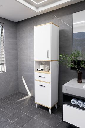 Mirobi Lula Çok Amaçlı Dolap Banyo Dolabı Kirli Çamaşır Sepeti Dolabı Beyaz