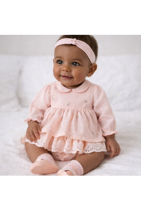 limebabies Kız Bebek Pamuklu Elbiseli 5'li Kutulu Set