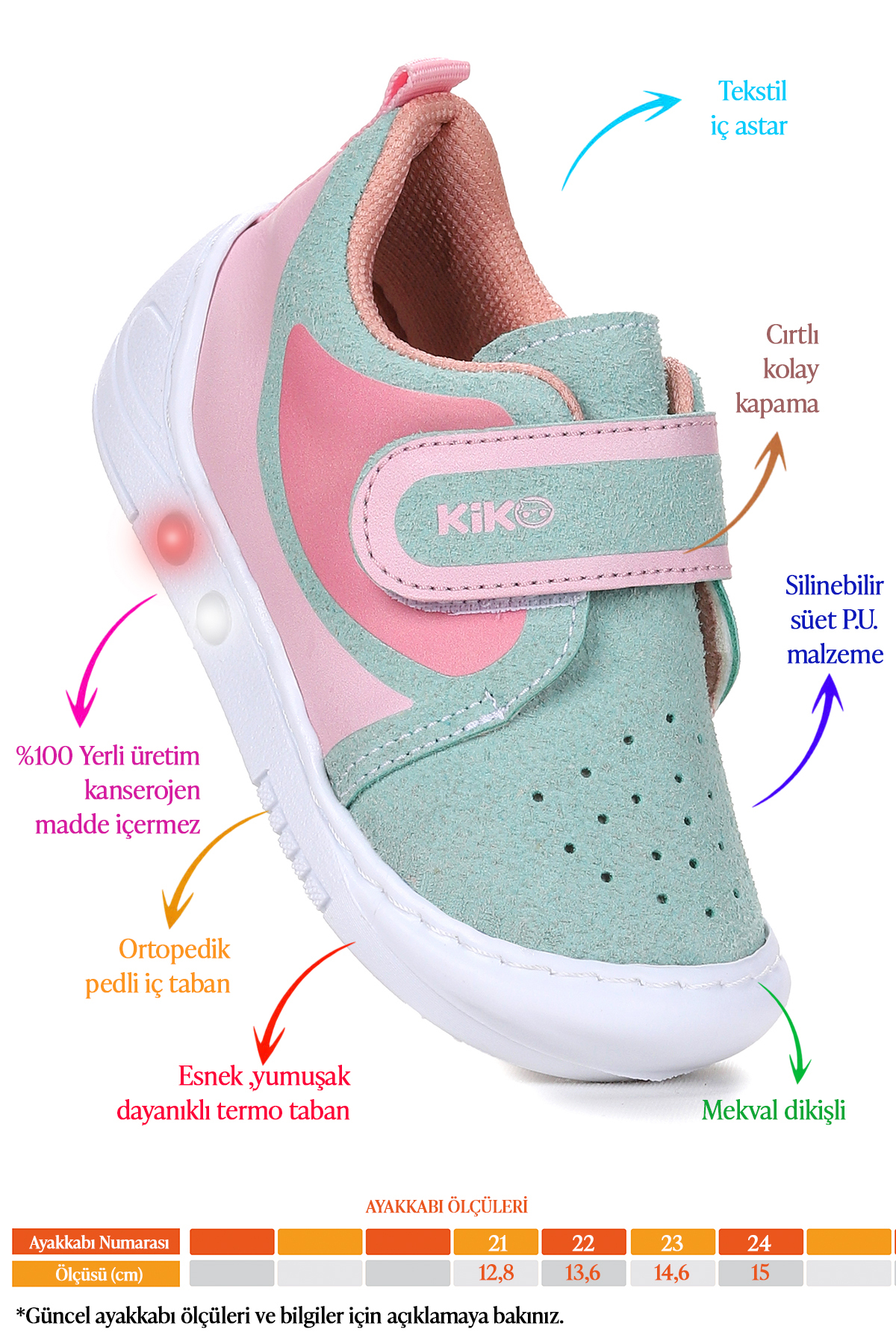 Kiko Kids Kugan Cırtlı Işıklı Kız Bebek Yürüyüş Spor Ayakkabı fotoğrafı 2 (önizleme)