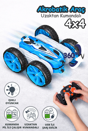 Smartfox Uzaktan Kumandalı 360 Derece Dönen Akrobatik– Şarj Edilebilir Işıklı...