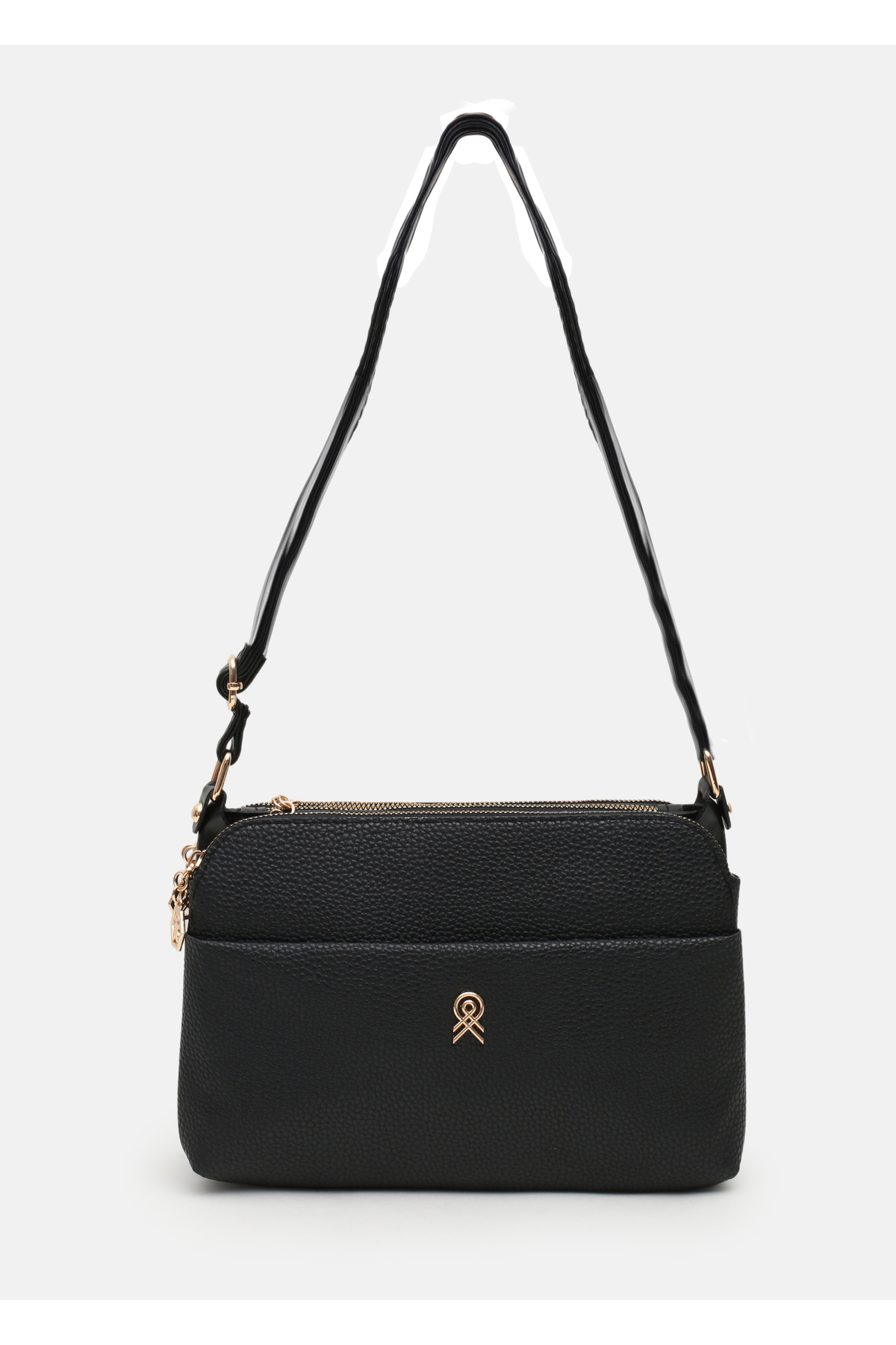 Women's Black Bag Quality 4 Compartment Adjustable Strap Shoulder Bag
