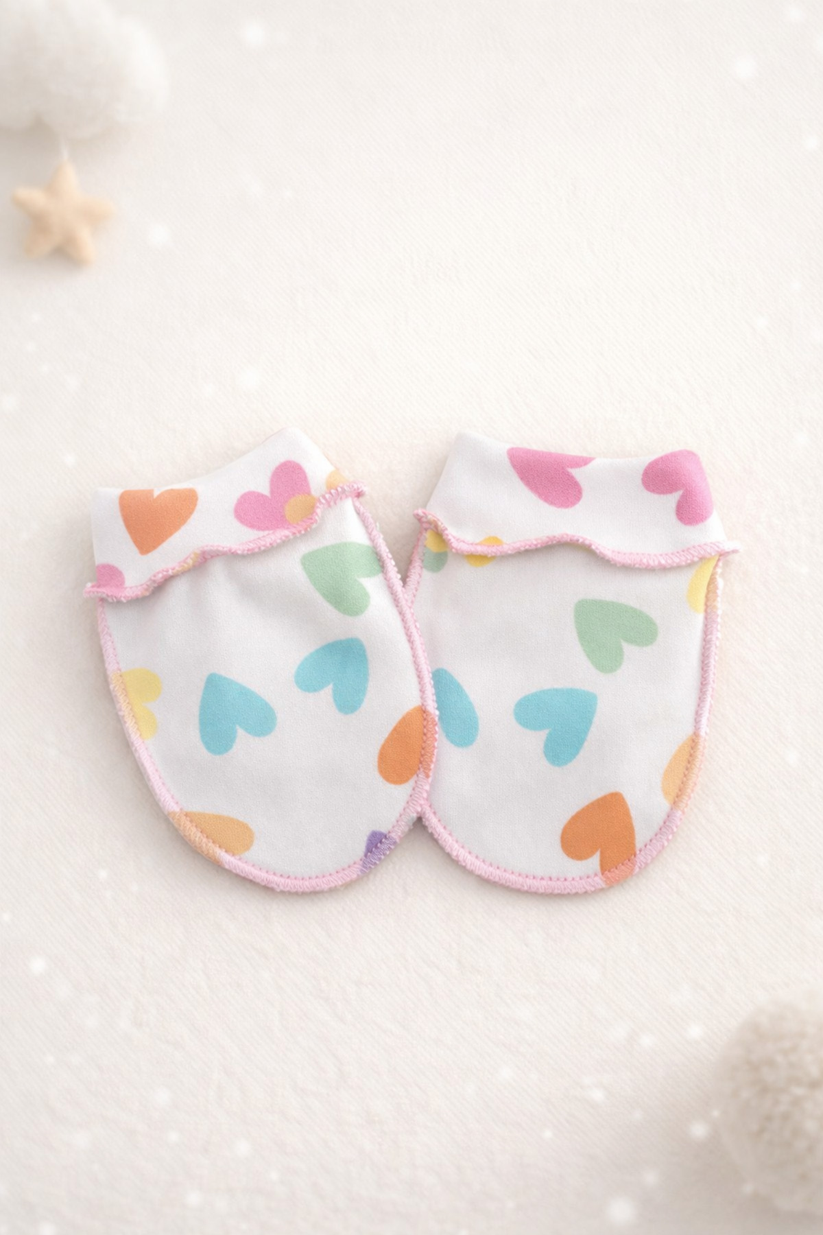 Miniday Baby Kız Bebek Baskılı 5'li Set Tulum Battaniye Şapkalı Kalpli Yeni doğan %Pamuklu Hastane çıkışı fotoğrafı 6 (önizleme)