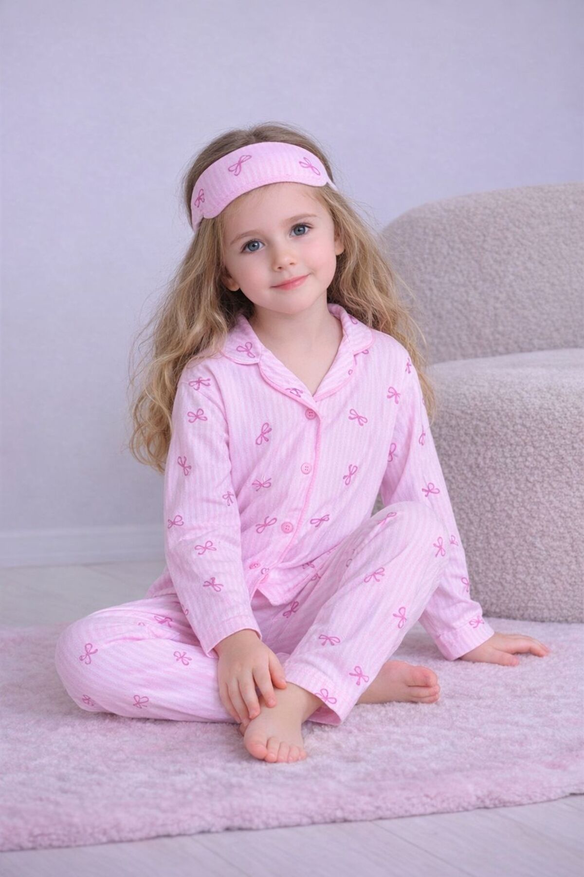 ibeeka Kız Çocuk Fiyonk Desen Alt Üst Pijama Takımı - PEMBE - 5-6 YAŞ fotoğrafı 4 (önizleme)