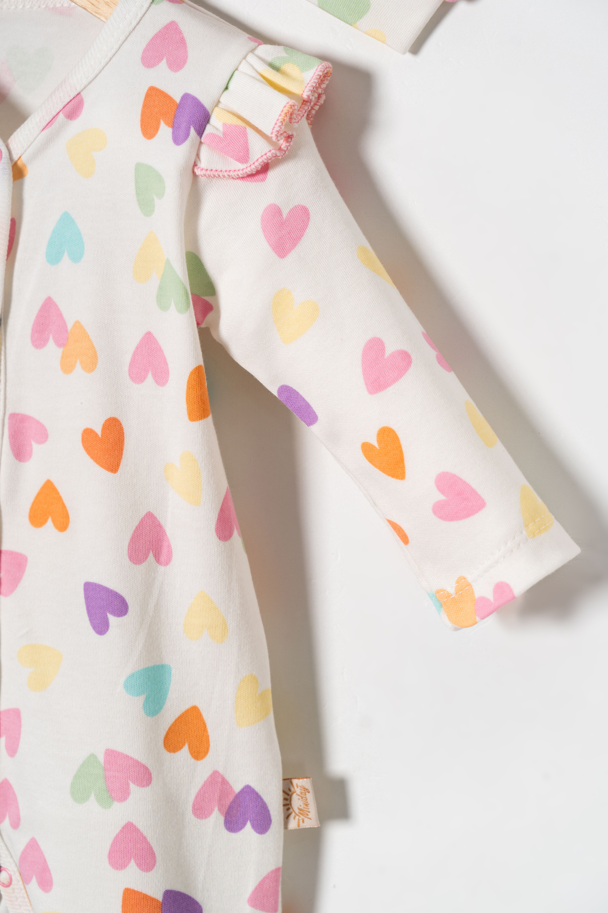 Miniday Baby Kız Bebek Baskılı 5'li Set Tulum Battaniye Şapkalı Kalpli Yeni doğan %Pamuklu Hastane çıkışı fotoğrafı 7 (önizleme)