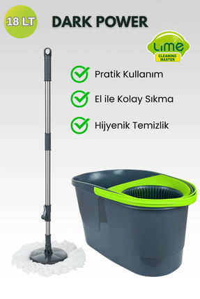 Lime Dark Power Otomatik Temizlik Seti-18 L-Otomatik Kendinden Sıkmalı Kova M...