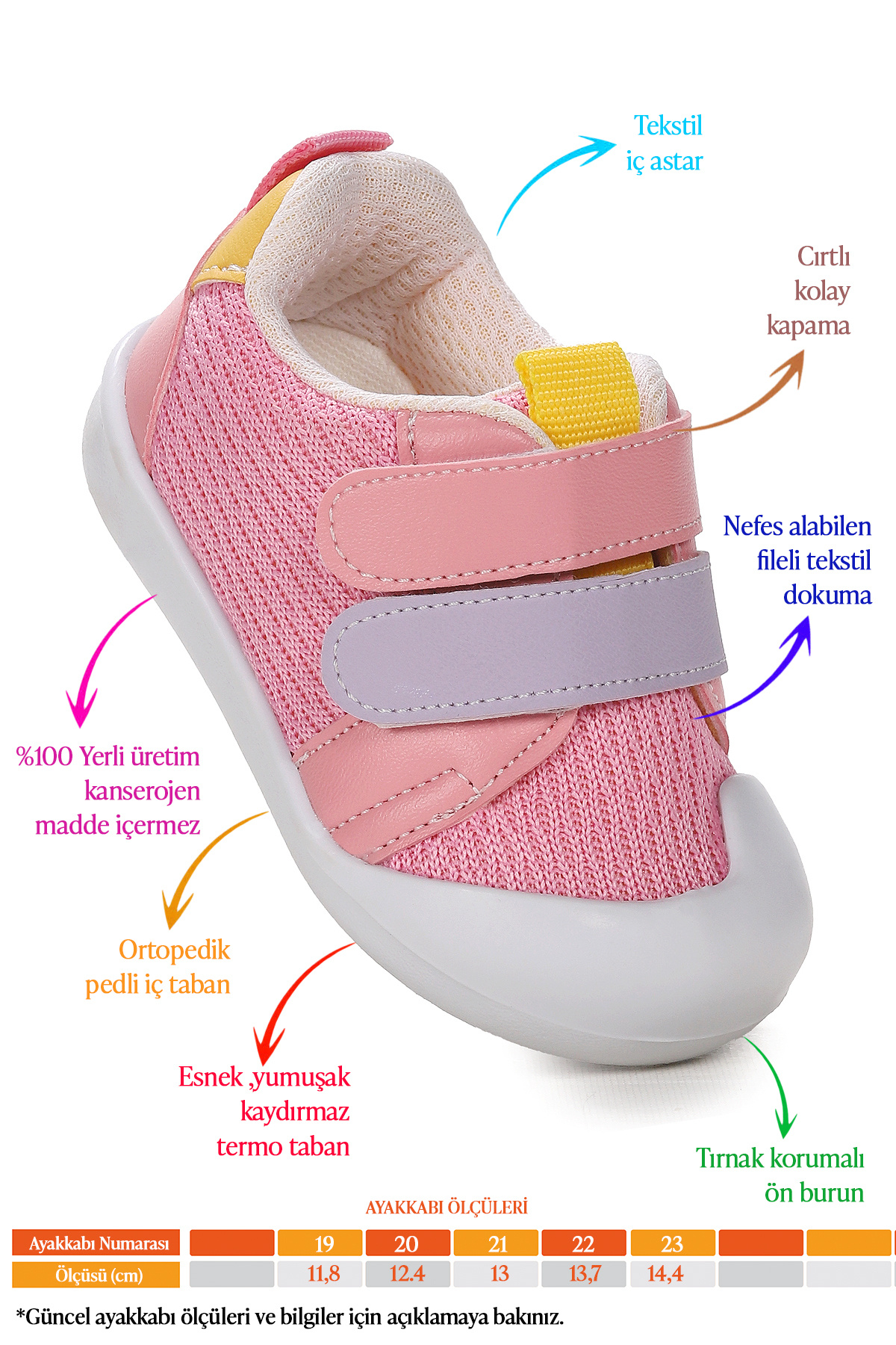Kiko Kids Textile İlk Adım Cırtlı Kız Bebek Spor Ayakkabı fotoğrafı 2 (önizleme)