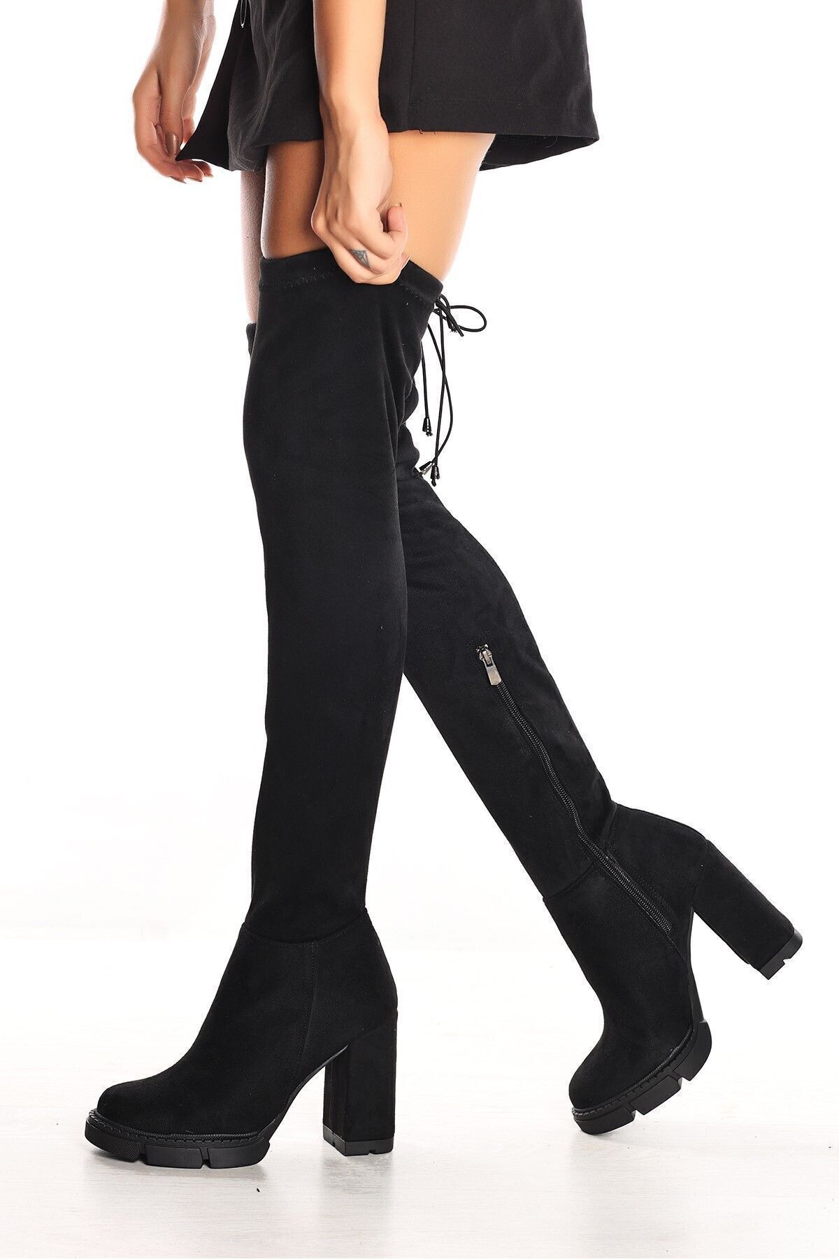 MALENTA  Mlt0030-0700 Kadın Diz Üstü Streç Çizme - Görsel 5