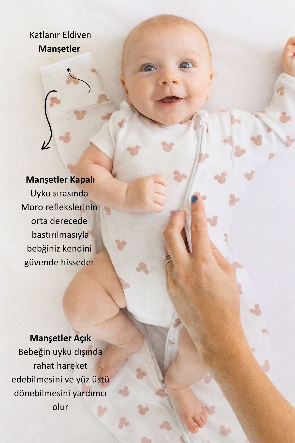 Le Touche Kahve Bebek Kundak Eldiven Manşetli Uyku Tulumu & Kolları Yukarı Kundak (0-3 AY, 3-6 AY, 6-9 AY) fotoğrafı 2 (önizleme)