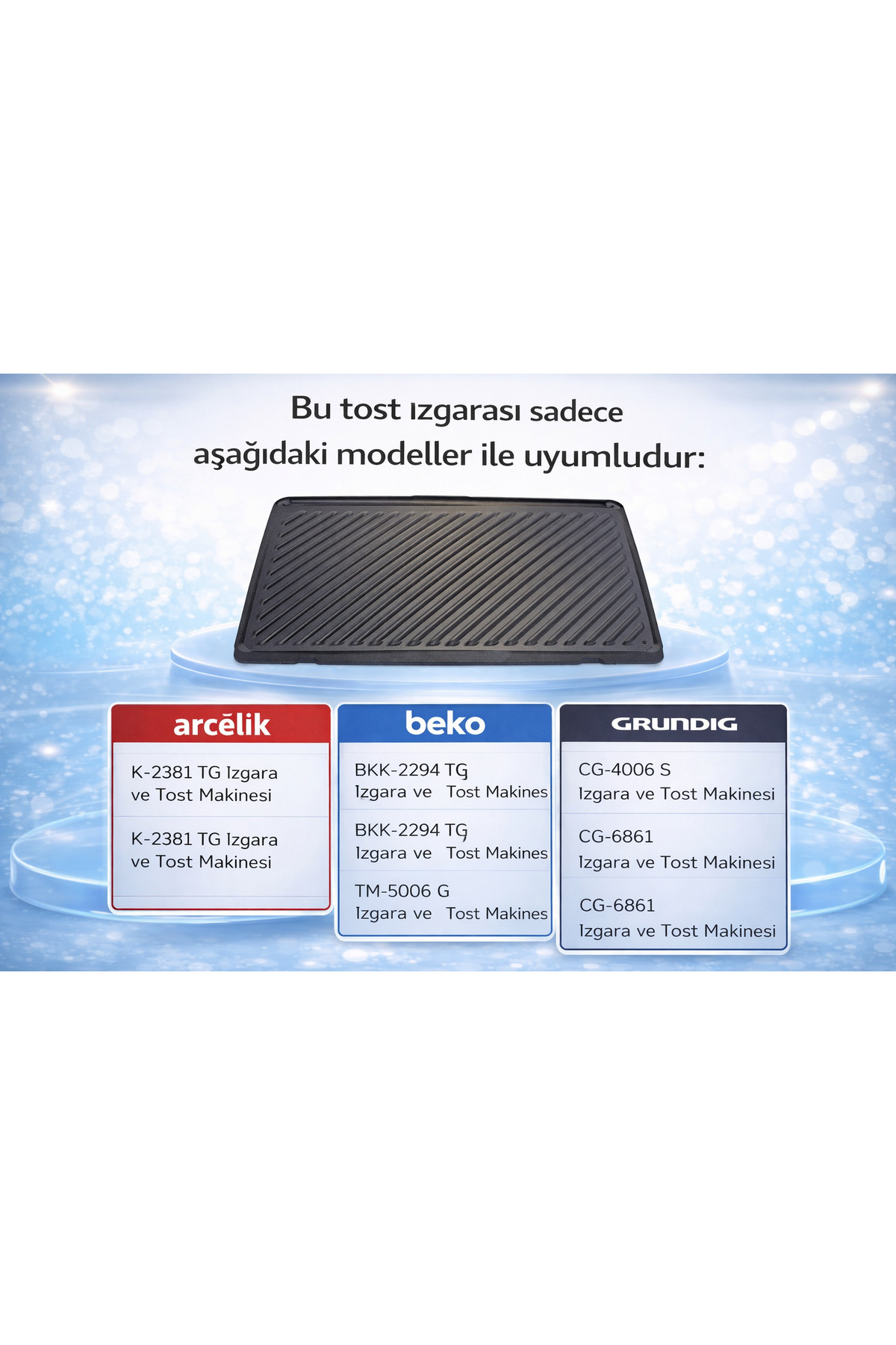 Arçelik Beko Grundig Tost Makinesi Plate Izgara Yüzeyi 9197062722