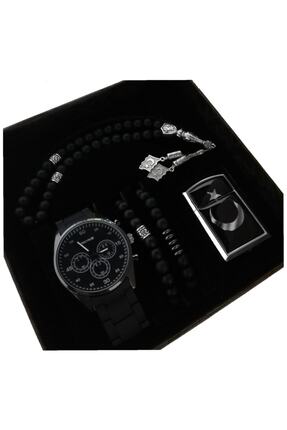 serbestmoda Erkek Kombin Saat Seti Çakmak Tesbih Bileklik Sevgiliye Hediye Do...