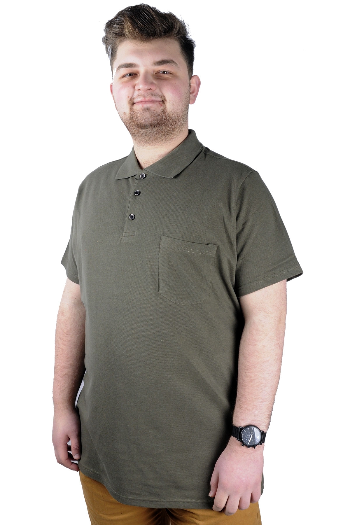 Mode XL T-Shirt Polo Collar with Pocket Classic 20550 Khaki