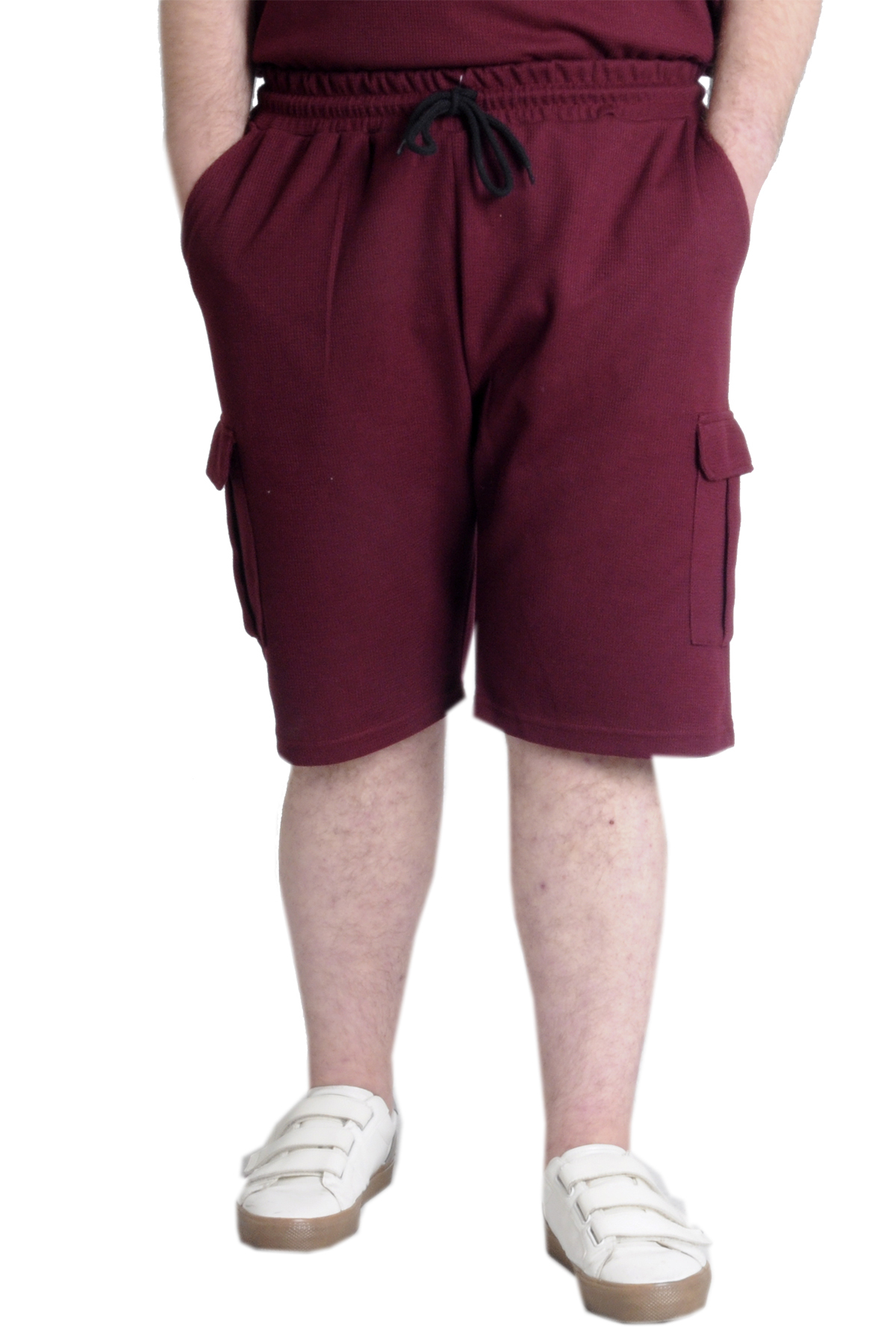 Mode XL Plus Size Men's Shorts Cargo Pocket WAFFLE 23500 Burgundy