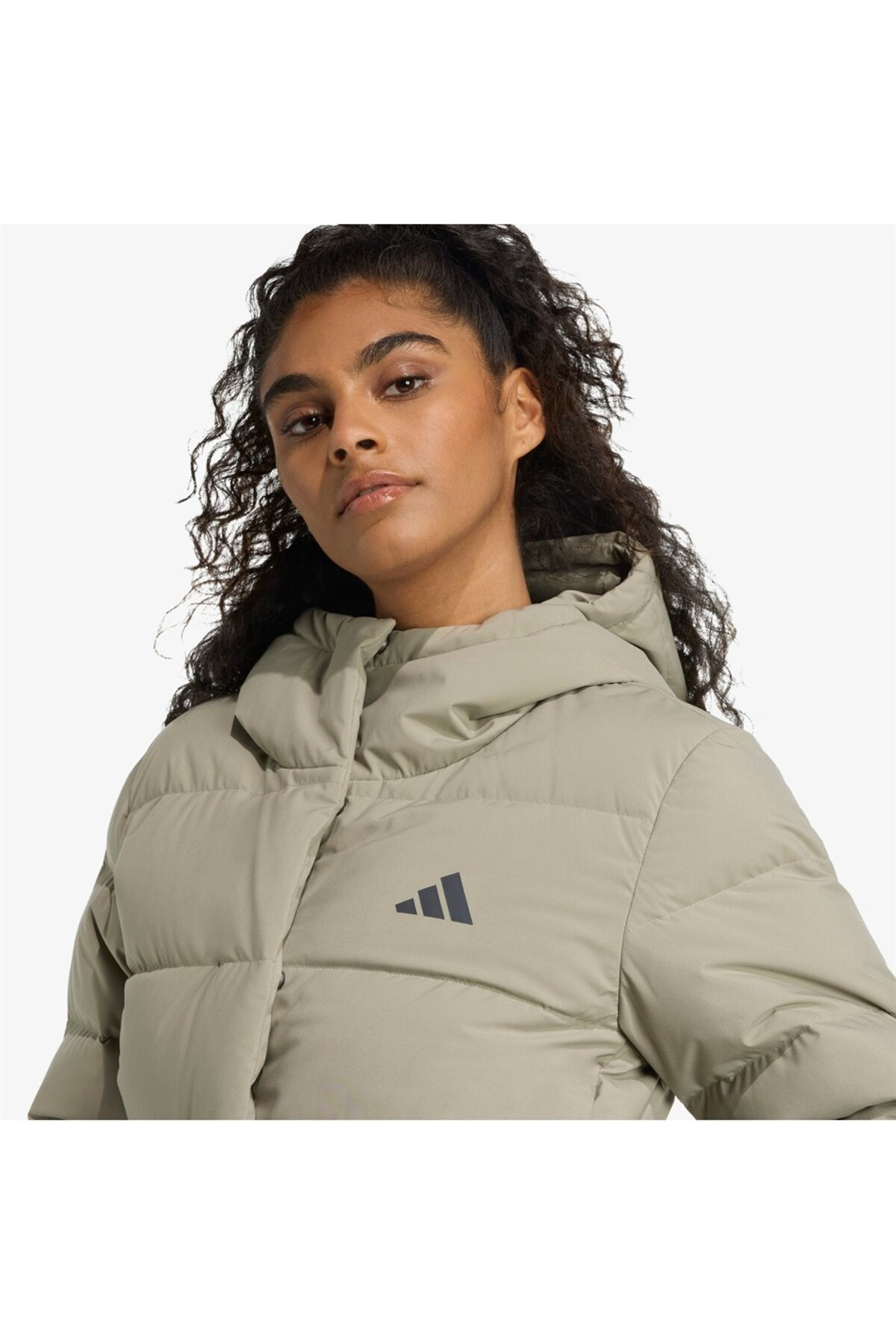 adidas  Helionic Climawarm Dolgulu Kapüşonlu Kadın Yeşil Outdoor Montu - Görsel 5